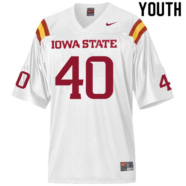 Youth #40 Hunter Zenzen Iowa State Cyclones College Football Jerseys Sale-White - Click Image to Close